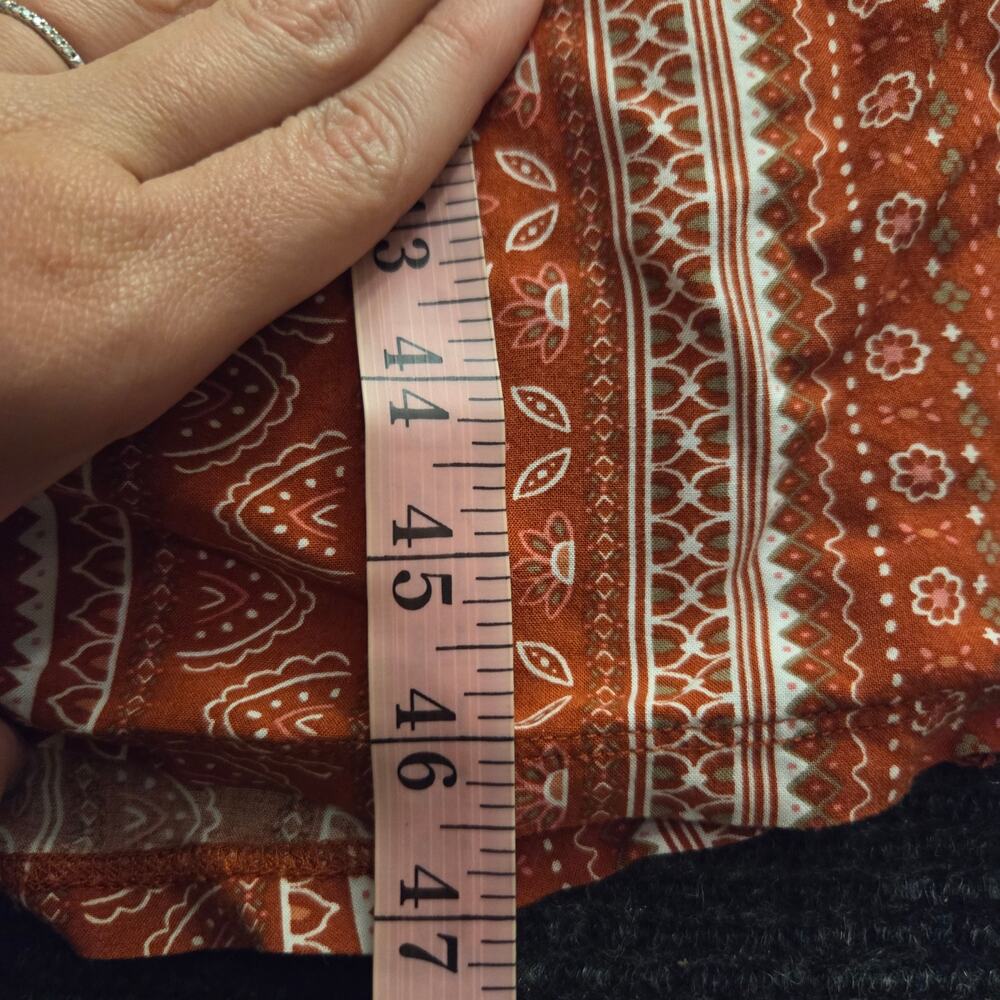 Y2k Boho Paisley Dress Slits XS Orange Cream - Picture 11 of 11